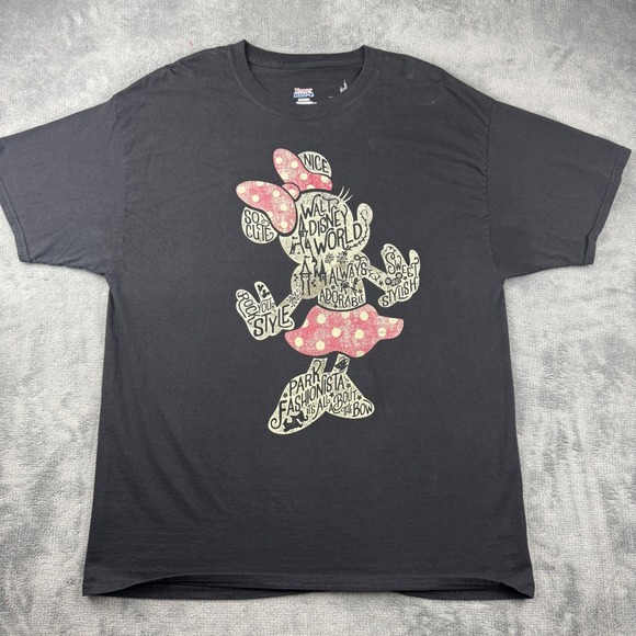 Disney Parks Tops - Disney Parks Minnie Mouse Graphic T-Shirt Black XL Hanes Beefy-T Walt Disney Wor